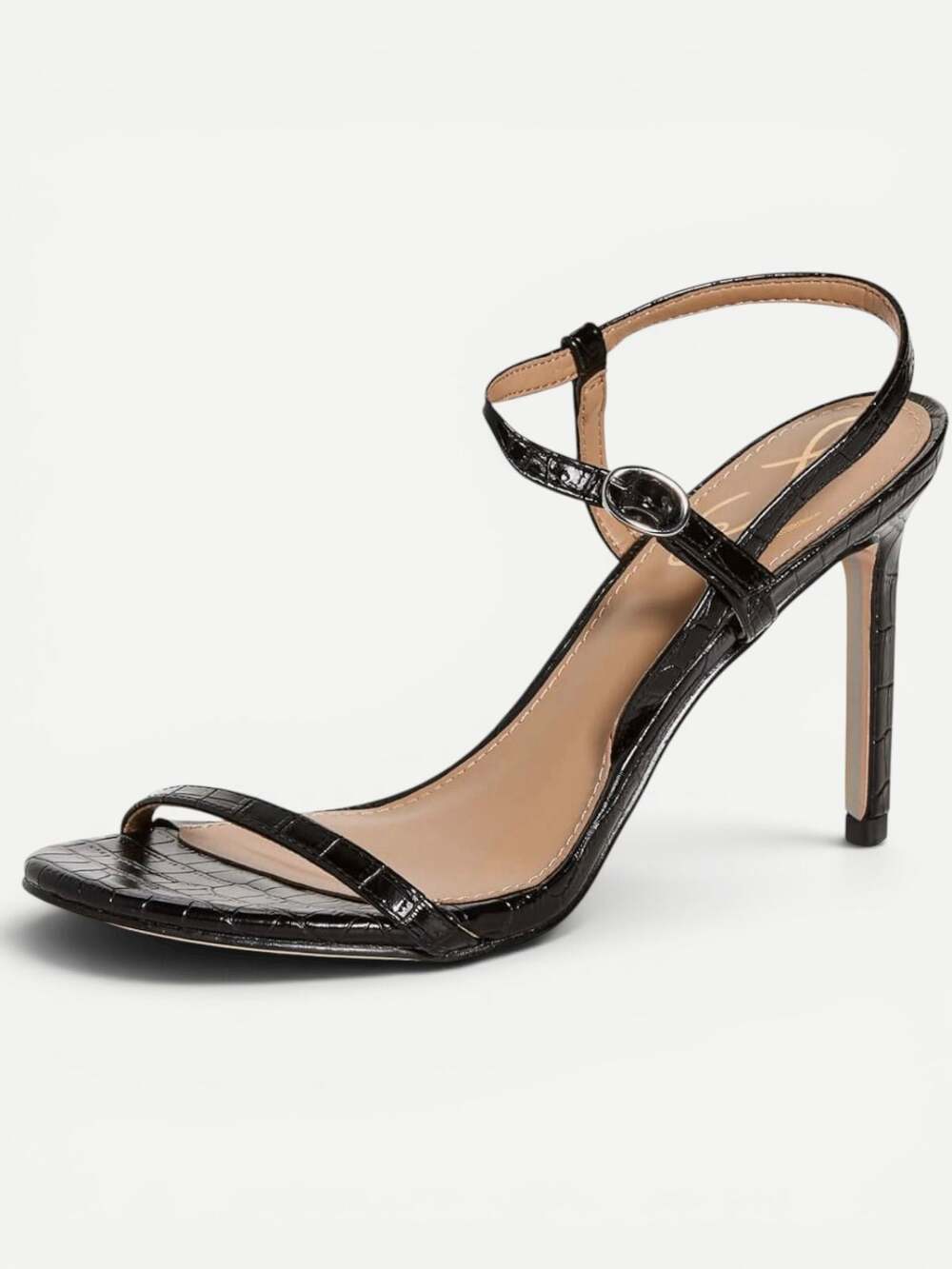 Sam Edelman Doran Black Croco Strappy Heeled Sandal